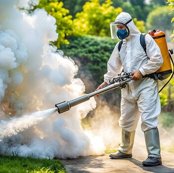 Safe pest control treatment in progress